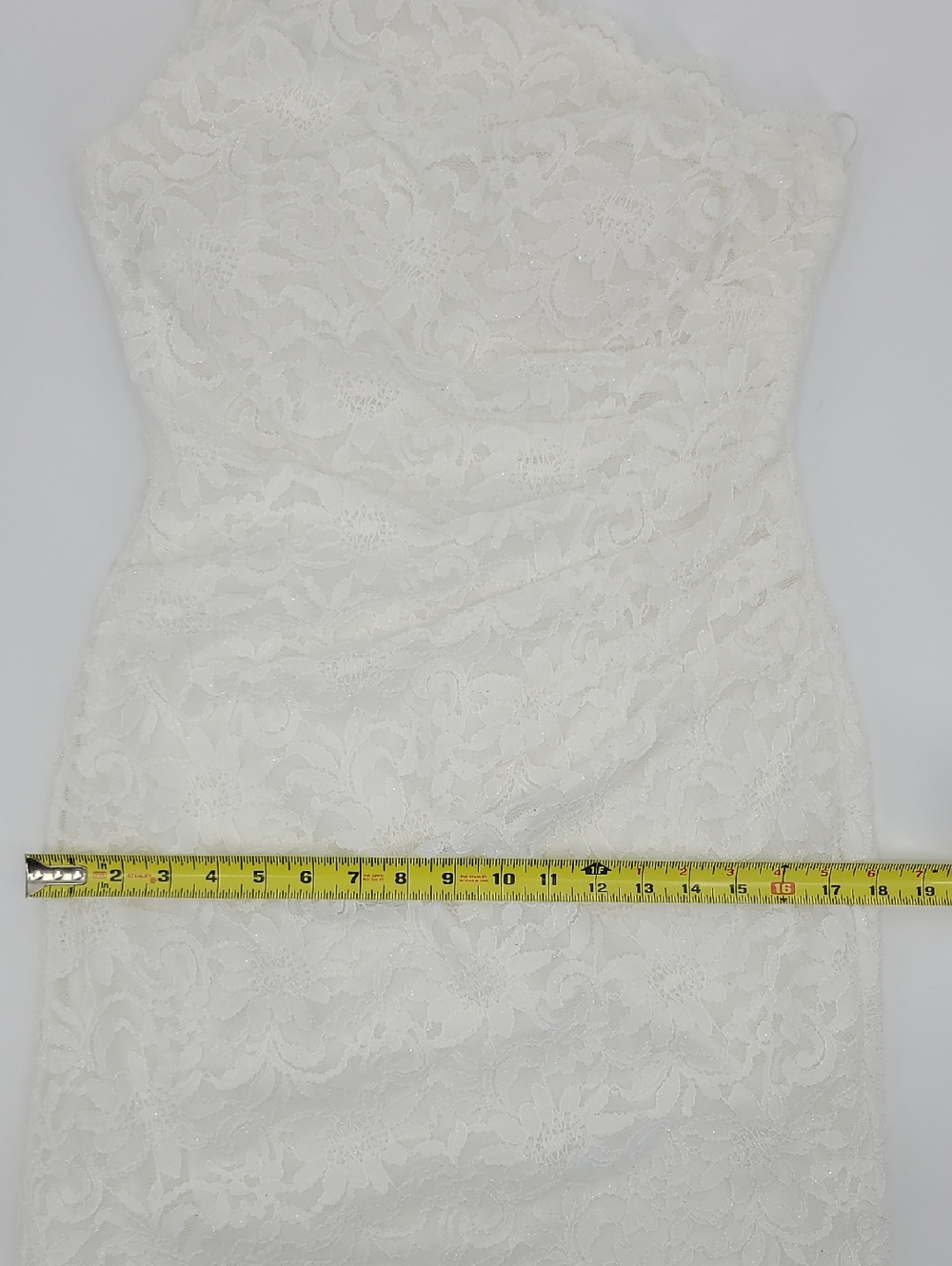 David's Bridal Studio White Lace One-Shoulder Wedding Dress - Picture 13 of 16